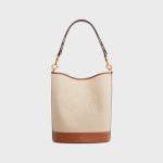 SAILOR BUCKET CUIR TRIOMPHE IN TEXTILE AND CALFSKIN NATURAL / TAN